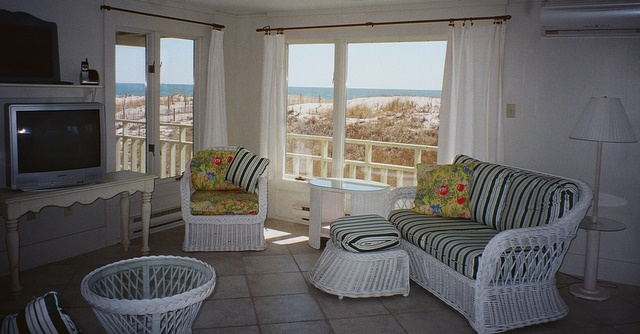 The first floor living room photo above shows your ocean view from the sofa.  The panoramic view extends north up the beach.